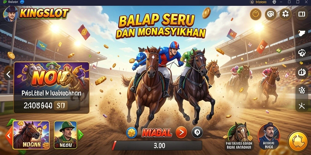 Tangkapan layar menunjukkan aksi balap di <strong>KINGSLOT</strong> dengan grafis yang menawan.