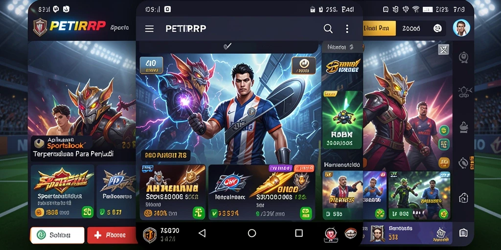 Tampilan gameplay utama PETIRRP yang menampilkan taruhan olahraga.