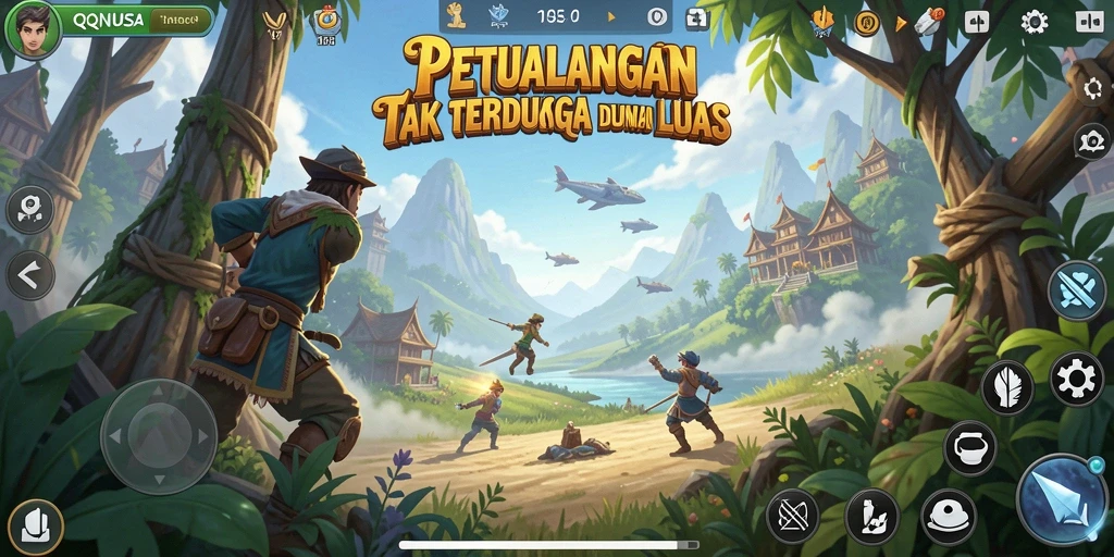 Screenshot menunjukkan aksi seru dalam eksplorasi dunia QQNUSA.