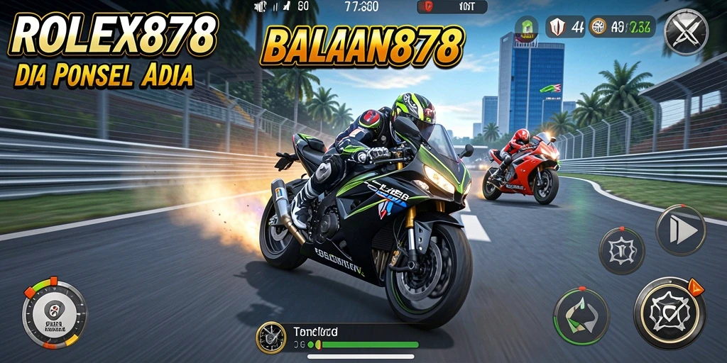 Screenshot utama ROLEX878 menampilkan balapan motor yang menegangkan dan grafis memukau.