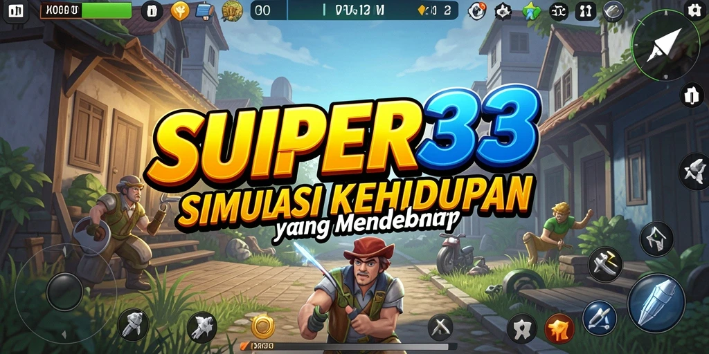 Tangkapan layar gameplay <strong>SUPER33</strong> menunjukkan karakter dalam simulasi kehidupan yang menarik.